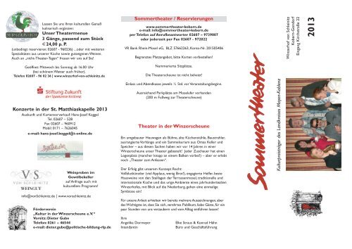 Sommertheater Programm 2013 - Kobern-Gondorf