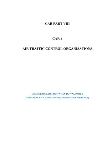 CAR PART VIII CAR 4 AIR TRAFFIC CONTROL ORGANISATIONS