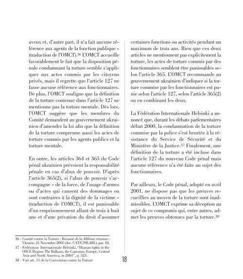 Télécharger l'article complet - World Organisation Against Torture