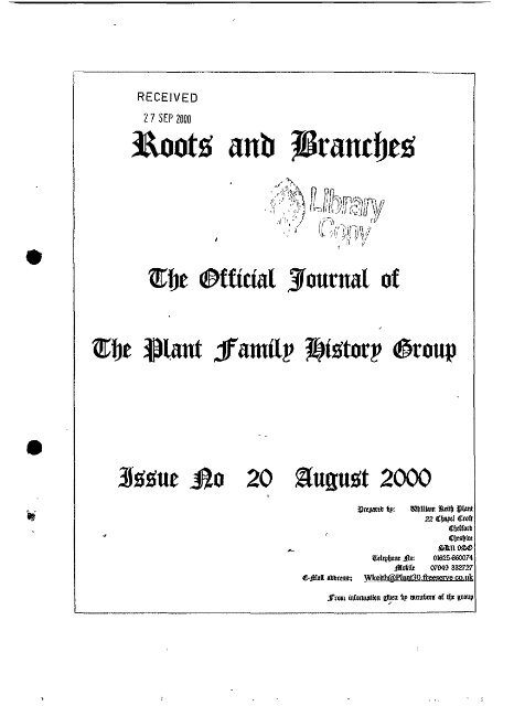 RECEIVED 2 7 SEP 2000 - Plant-fhg.org.uk