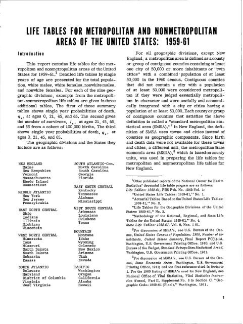 U.S. DECENNIAL LIFE TABLES FOR 1959-61; VOL. 1, NO. 5 ...