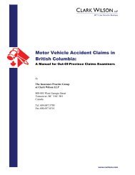 Motor Vehicle Accident Claims in British Columbia: - Clark Wilson LLP