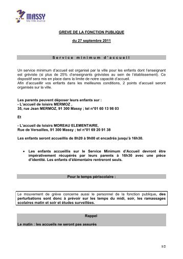 GREVE DE LA FONCTION PUBLIQUE du 27 septembre ... - Massy