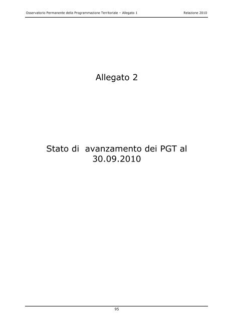 Osservatorio Permanente della Programmazione Territoriale ...