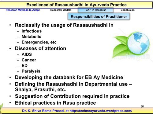 Our Role in Establishment of Rasa-Aushadhi ... - Techno Ayurveda