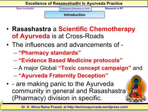 Our Role in Establishment of Rasa-Aushadhi ... - Techno Ayurveda