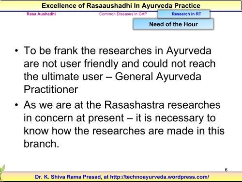 Our Role in Establishment of Rasa-Aushadhi ... - Techno Ayurveda