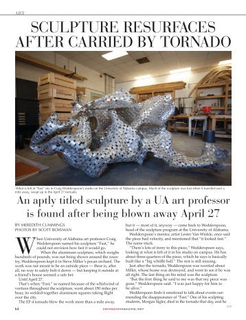 SCULPTURE RESURFACES AFTER CARRIED BY TORNADO