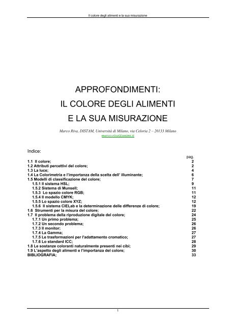 Il Colore Degli Alimenti E La Sua Misurazione