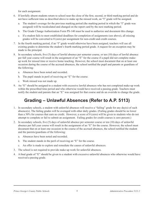 Grading - Prince George's County Public School System