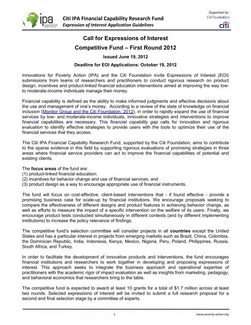 Application Guidelines - Innovations for Poverty Action