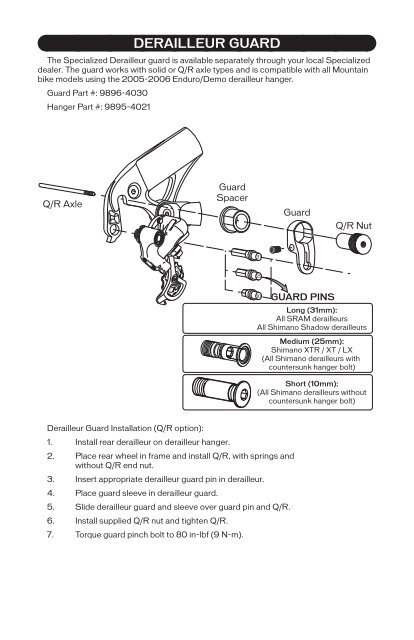 2009 AFR Fork Owner's Manual - Specialized Bicycles