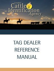 tag dealer reference manual - Canadian Cattle Identification Agency