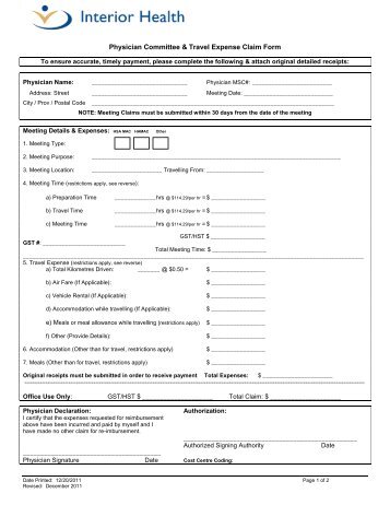 travel expenses claim form