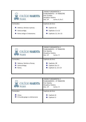 ENSINO FUNDAMENTAL II PLANEJAMENTO â 3Âº TRIMESTRE Prof ...