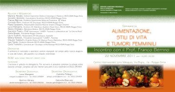 ALIMENTAZIONE, STILI DI VITA E TUMORI FEMMINILI - CTR