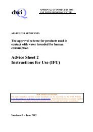 (IFU) document - Drinking Water Inspectorate - Defra