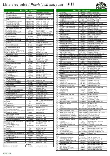 Liste provisoire / Provisional entry list - Le Mans Classic