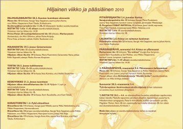 Hiljainen viikko ja pÃ¤Ã¤siÃ¤inen 2010 - JÃ¤rvenpÃ¤Ã¤n seurakunta