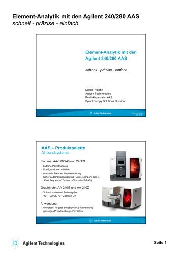 Element-Analytik mit den Agilent 240/280 AAS schnell - präzise ...