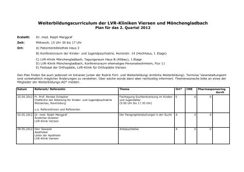 Weiterbildungscurriculum der LVR-Kliniken Viersen und ...