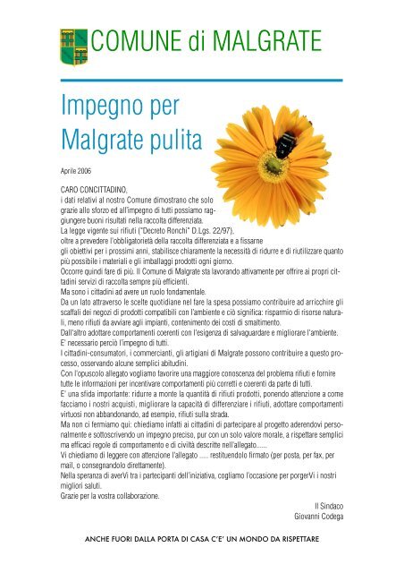 Impegno per Malgrate pulita COMUNE di MALGRATE