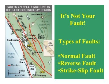 It's Not Your Fault! Types of Faults: â¢Normal Fault â¢Reverse Fault ...