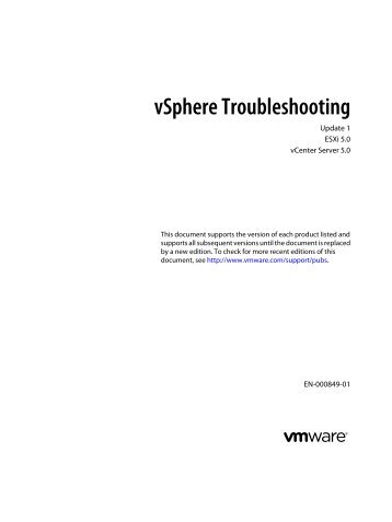 vSphere Troubleshooting - ESXi 5.0 - Documentation - VMware