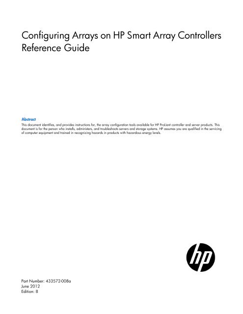 Configuring Arrays on HP Smart Array Controllers Reference Guide