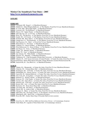 Download a PDF of Motion City Soundtrack's 2005 Tour Dates