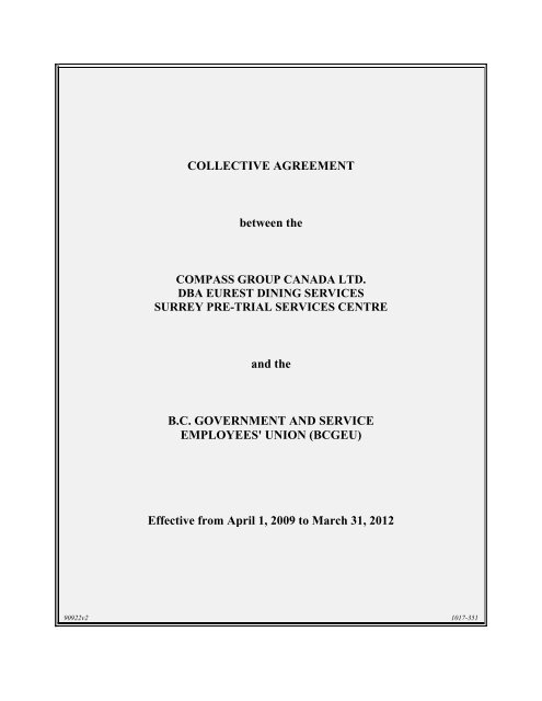 COLLECTIVE AGREEMENT between the COMPASS GROUP ...