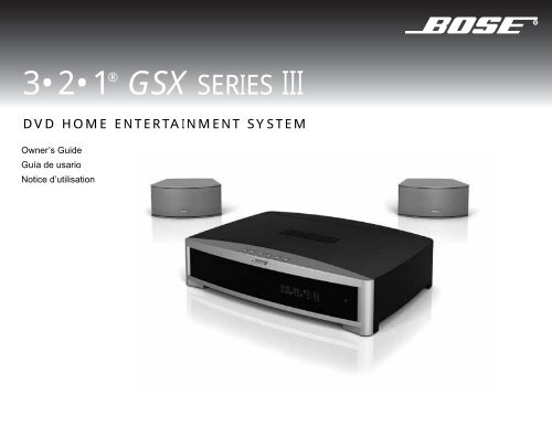 Bose 3-2-1 GSX User Guide Manual - Cinema System Manual