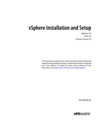 vSphere Installation and Setup - Documentation - VMware