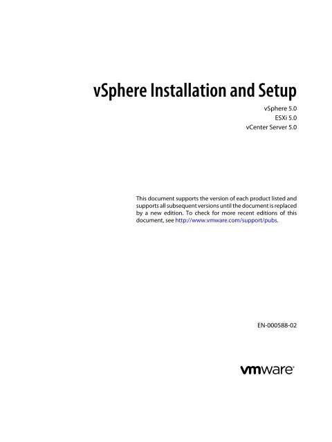 vSphere Installation and Setup - Documentation - VMware