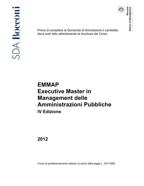 EMMAP Executive Master in Management delle ... - SDA Bocconi