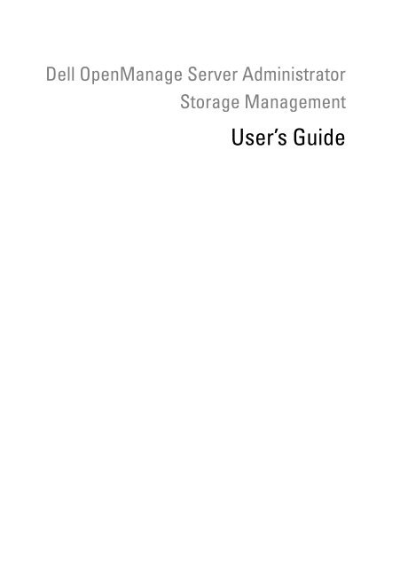 Dell OpenManage Server Administrator Storage ... - Dell Support