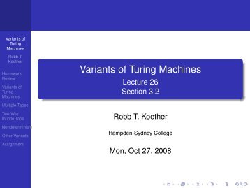Variants of Turing Machines.pdf - Hampden-Sydney College