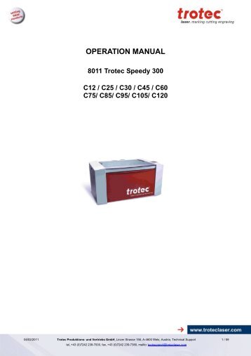 Manual for Speedy 300 - Trotec Laser