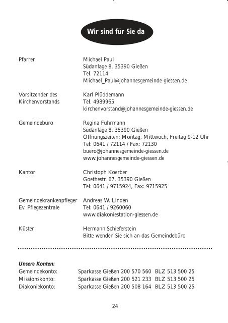 Gemeindebrief Dezember 2004 - Ev. Johannesgemeinde Gießen
