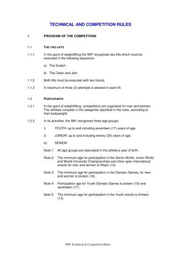 technical and competition rules - International Weightlifting Federation