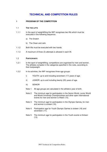 technical and competition rules - International Weightlifting Federation