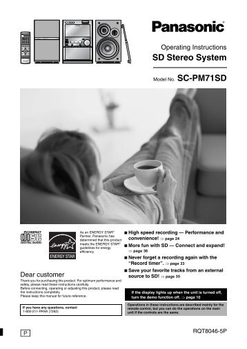 SD Stereo System - Operating Manuals for Panasonic Products ...