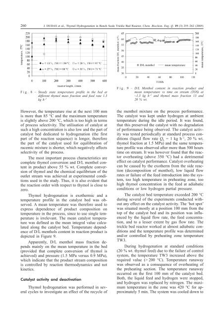 Thymol Hydrogenation in Bench Scale Trickle Bed reactor - pierre