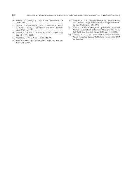 Thymol Hydrogenation in Bench Scale Trickle Bed reactor - pierre