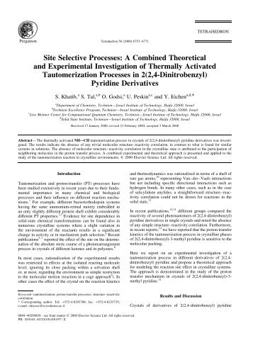 Site Selective Processes: A Combined Theoretical and Experimental ...