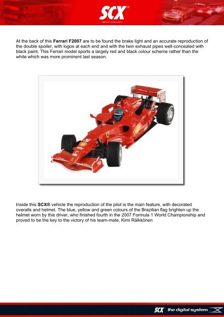 SCX® PRESENTS THE FERRARI F2007