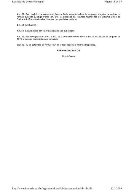 1 LEI Nº 8.080, DE 19 DE SETEMBRO DE 1990 DISPOSIÇÃO ...