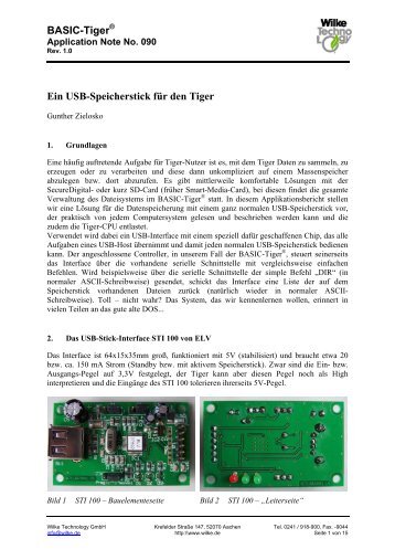 BASIC-Tiger Ein USB-Speicherstick für den Tiger - Wilke Technology