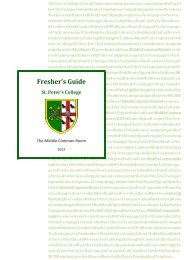 Fresher's Guide - St Peter's College - University of Oxford