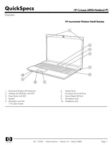 HP Compaq 6820s Notebook PC - ComX